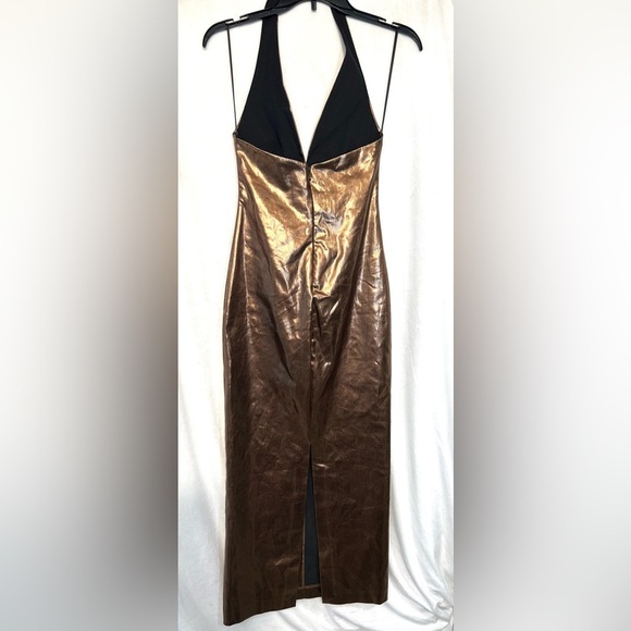 🤎❤️‍🔥Zara Metallic Bronze STUNNING Halterneck Midi Dress🤎❤️‍🔥SZ XS-NWT - Picture 8 of 16